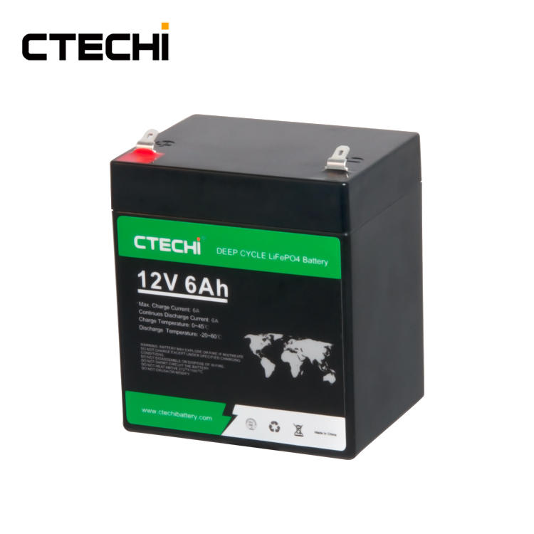 CTECHI 12V 6Ah Energy Solar Lithium Batteries Storage BMS Control Rechargeable Deep Cycle 12V LiFePO4 Battery