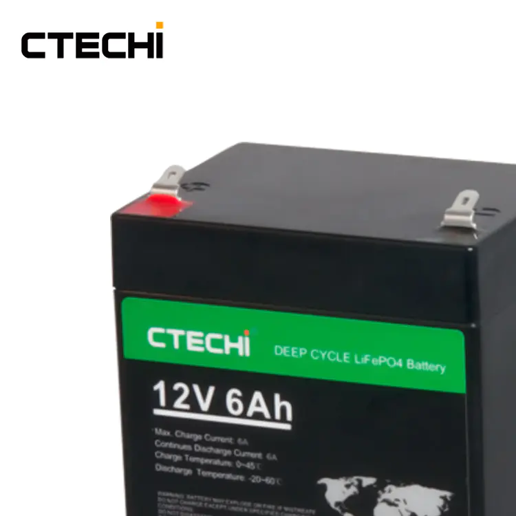 Best Quality CTECHI 12V 6Ah Energy Solar Lithium Batteries Storage BMS Control Rechargeable Deep Cycle 12V LiFePO4 Battery electric scooters Factory
