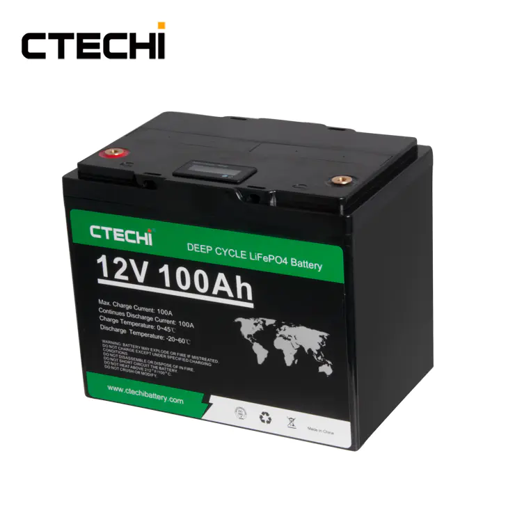 Oem high performance Energy storage LiFePO4 battery pack 12V100Ah for security equipment lighting LED fire emergency lighting For Sale-CTECHi