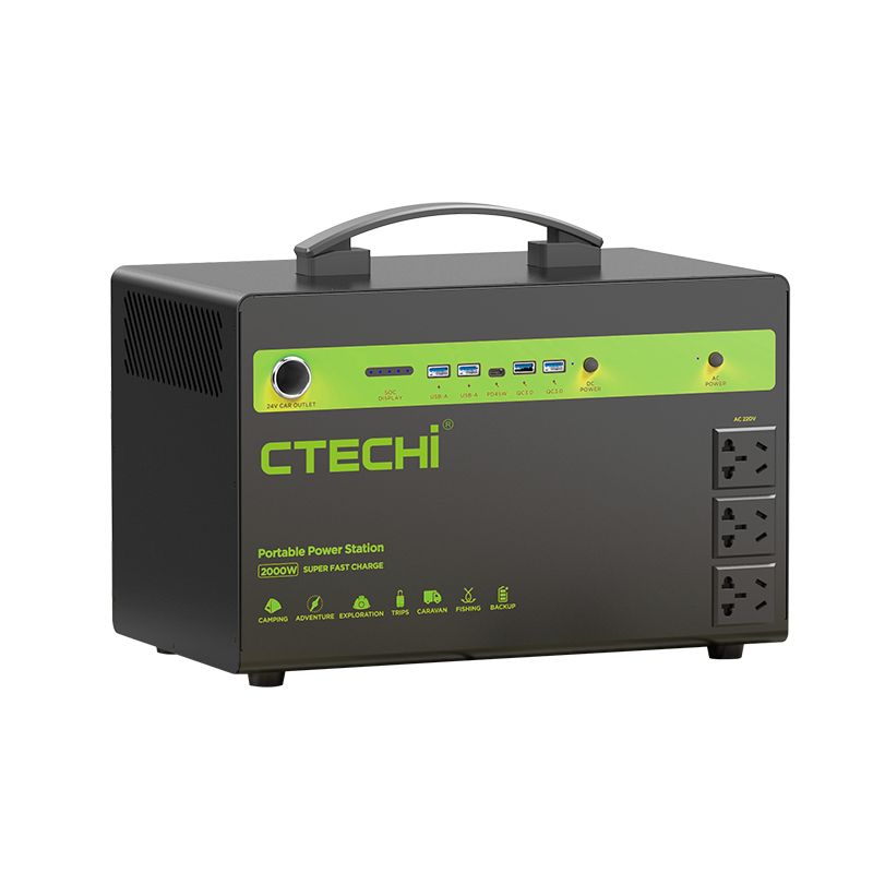 CTECHi 2000W 1586Wh Tragbare Powerstation LiFePO4 mit 200W Solarpanel  Faltbar