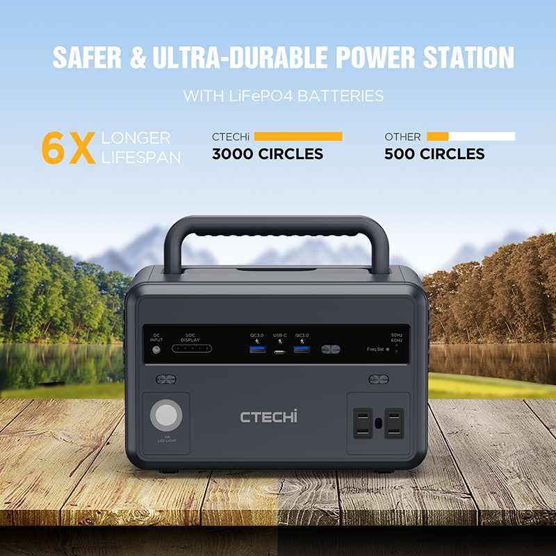 CTECHi Portable Power Station 500W/518Wh LiFePO4 Batterie Generator  Refurbished