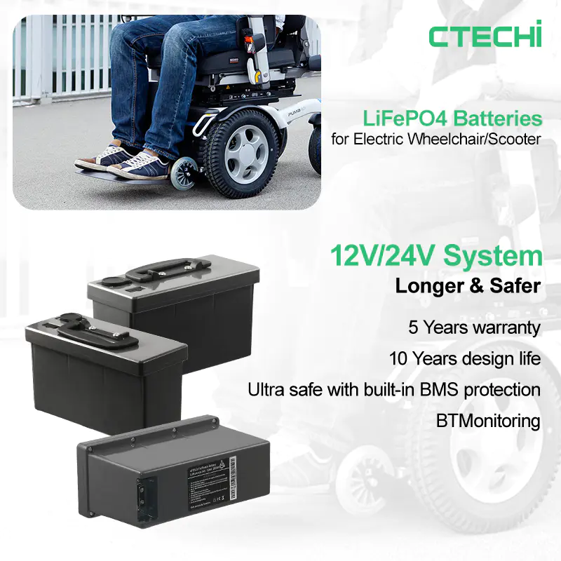 Professional 24v 25.2v 10Ah 11.6Ah 12Ah 15Ah Electric Wheelchair Li Po Lithium Battery Supplier-CTECHi