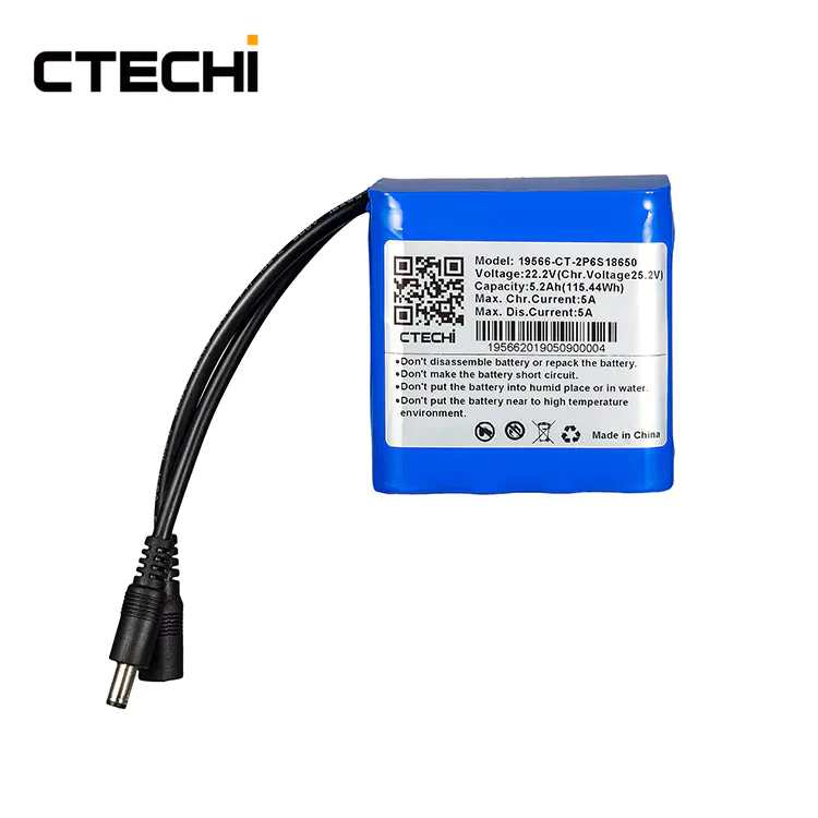 Oem 22.2V 5.2Ah Lithium ion battery pack lifepo4 batteries for robot RC Factory Price CTECHi