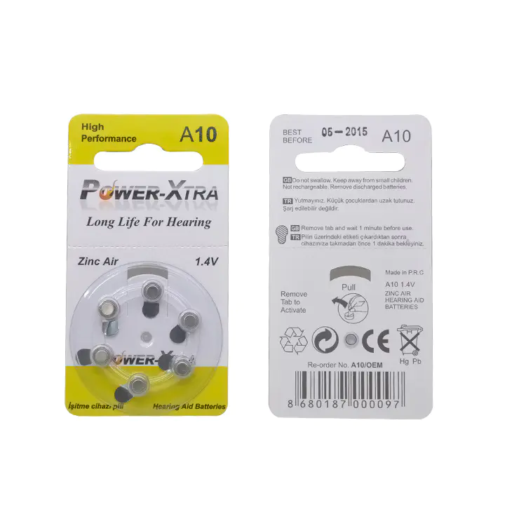 Hearing Aid Zinc Air battery 1.4V